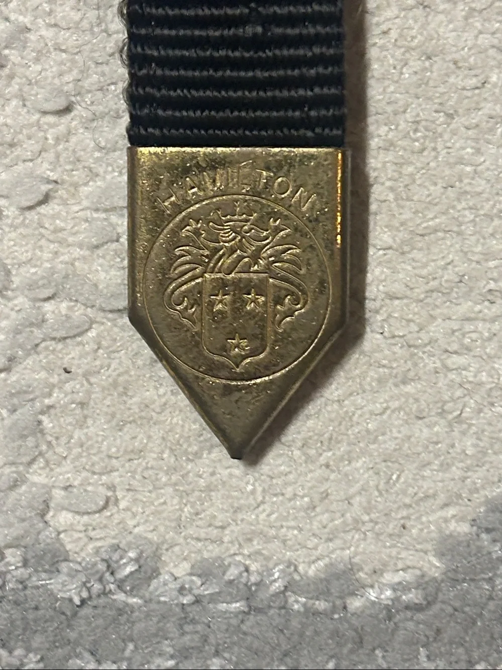 Used Bag strap hardware close-up